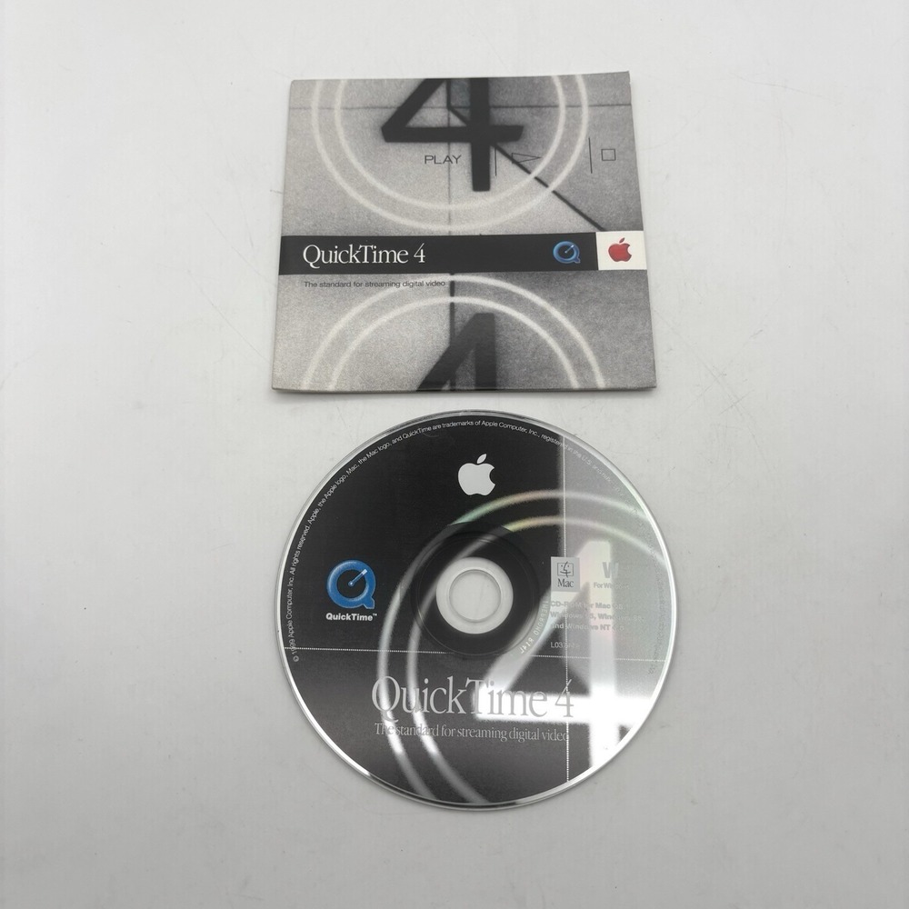 RARE Windows & Apple Macintosh QuickTime 4 Install CD 1999 Retrotech